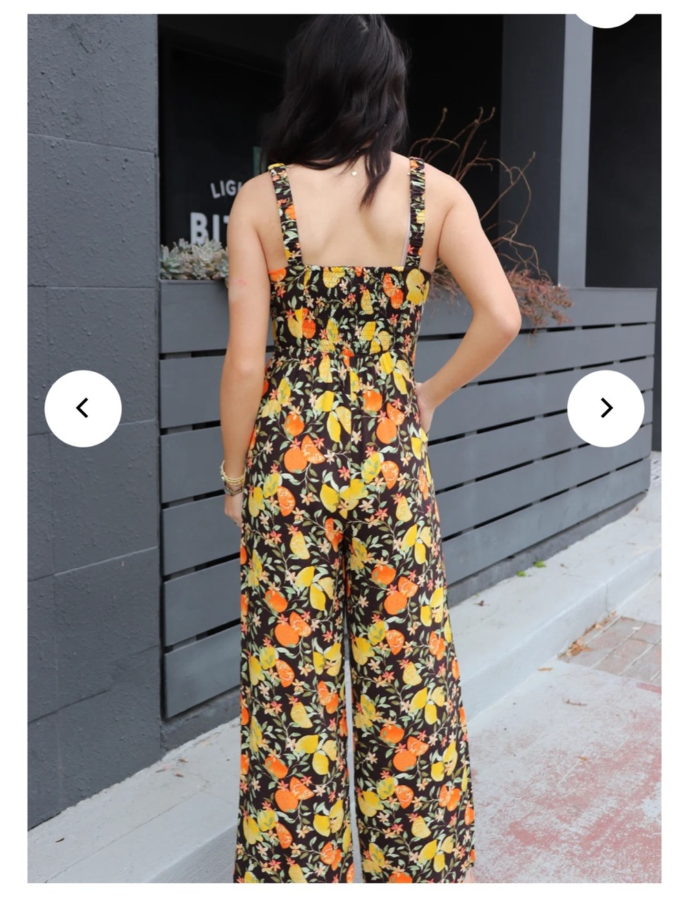 Sadie & Sage Black Jumpsuit with Orange & Yellow Floral Print - Picture 3 of 8